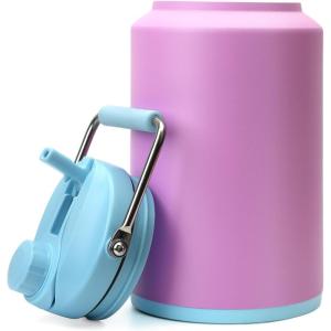 imageTronco 1 Gallon Water Bottle 128 oz Large Stainless Steel Triple Wall Vacuum Insulated Water Jug with Straw Lid and Spout Keep Cold 48 Hrs Top Handle Leak Proof Wide Mouth Sweat Proof BPA FreeLilac Purple