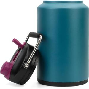 imageTronco 1 Gallon Water Bottle 128 oz Large Stainless Steel Triple Wall Vacuum Insulated Water Jug with Straw Lid and Spout Keep Cold 48 Hrs Top Handle Leak Proof Wide Mouth Sweat Proof BPA FreeDark Green