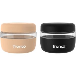imageTronco 16 oz Glass Food Storage Containers with Lids Airtight Leak ampamp Spill Proof Glass Lunch Bowls for Meal Prep Salad Yogurt Soup ampamp Stew Microwave ampamp Dishwasher Safe BPAFree Set of 2AmberBlack