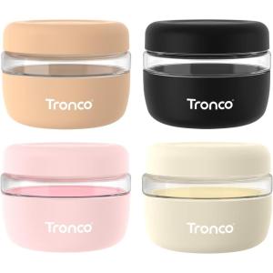imageTronco 16 oz Glass Food Storage Containers with Lids Airtight Leak ampamp Spill Proof Glass Lunch Bowls for Meal Prep Salad Yogurt Soup ampamp Stew Microwave ampamp Dishwasher Safe BPAFree Set of 2PinkCreamAmberBlack
