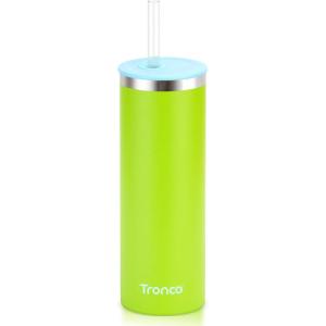 imageTronco 20oz Stainless Steel Vacuum Insulated Tumbler with Straw SpillResistant Lid BPAFree Reusable Coffee Cup for Iced Tea Water Coffee or Smoothie and More Gift for Men and WomenApple Green