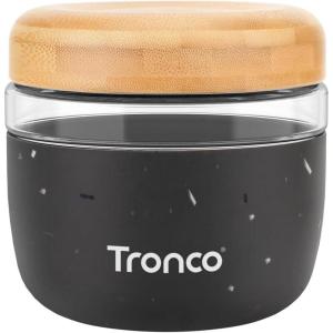 imageTronco 24 oz Glass Lunch Bowl Container with Lid Glass Food Containers Leak ampamp Spill Proof Soup ampamp Stew Food Storage Salad Yogurt Meal Prep Airtight Reusable Dishwasher Safe BPAFree Set of 1Terrazzo CharcoalBamboo Lid