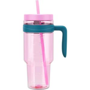imageTronco 50 oz Tritan Plastic Tumbler with Lid and Straw BPAFree Reusable Clear Water Bottle with Time Marker 100 Leak Proof ampamp Wide Mouth for Iced Coffee Juice Bubble Tea SmoothiesPink 10