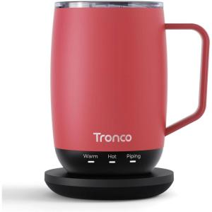 imageTronco Temperature Control Heated Coffee Mug 14 oz  Rechargeable SelfHeating Coffee Mug with Lid  Manual Control 3 Modes 130 Min Battery Life Auto ShutOff BlueRose