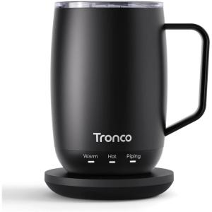 imageTronco Temperature Control Heated Coffee Mug 14 oz  Rechargeable SelfHeating Coffee Mug with Lid  Manual Control 3 Modes 130 Min Battery Life Auto ShutOff BlueBlack